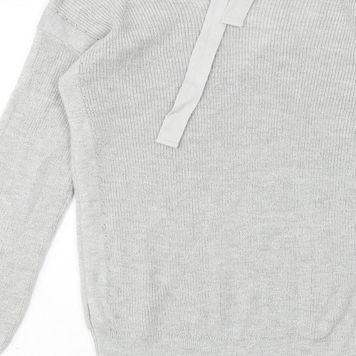 NEXT Womens Silver V-Neck Nylon Pullover Jumper Size 8