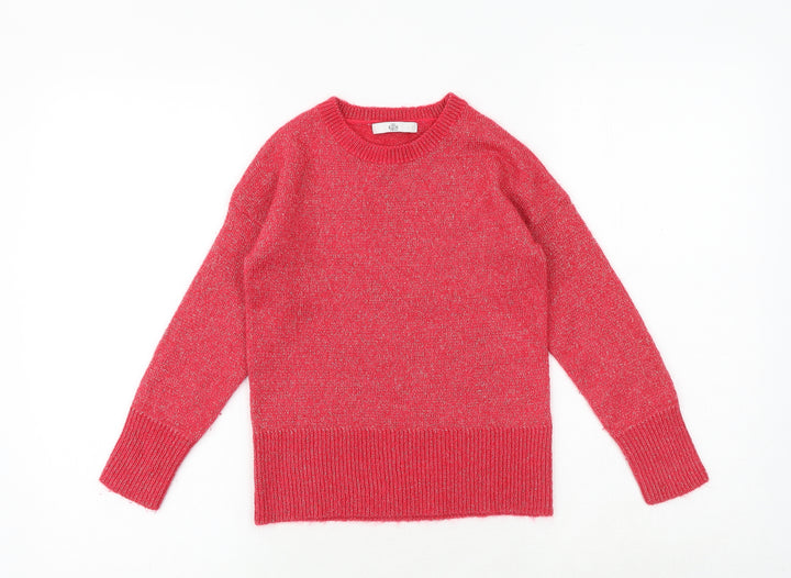 Marks and Spencer Girls Pink Round Neck Acrylic Pullover Jumper Size 9-10 Years Pullover