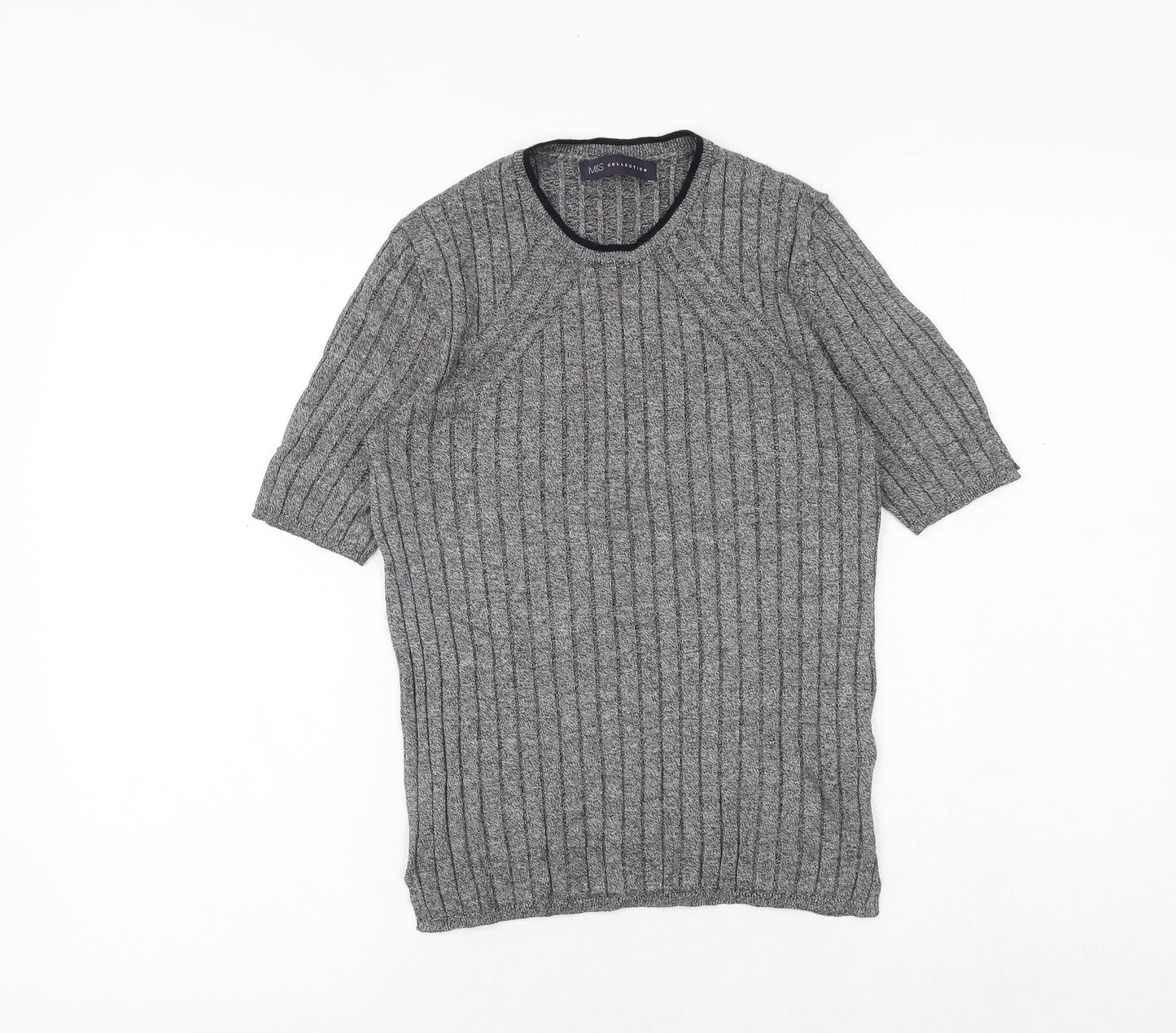 Marks and Spencer Womens Grey Viscose Basic T-Shirt Size 10 Round Neck