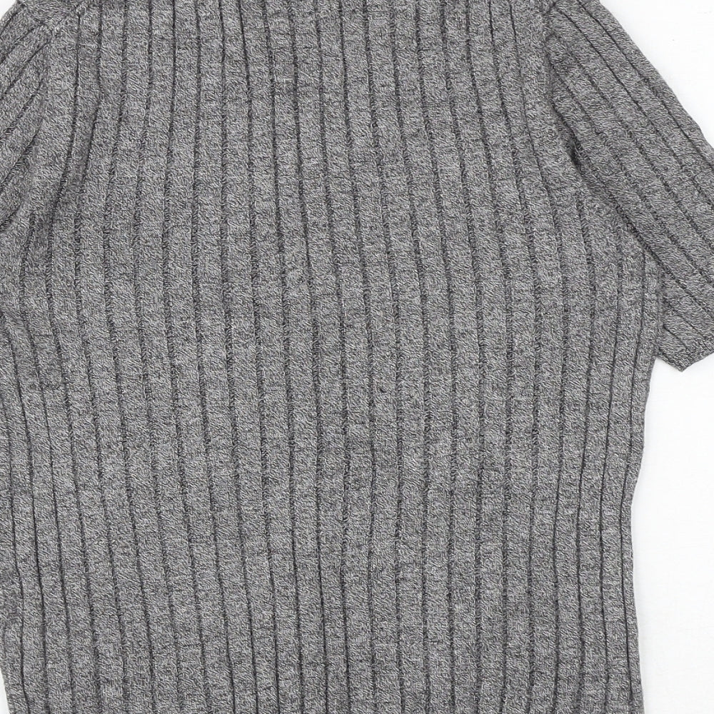 Marks and Spencer Womens Grey Viscose Basic T-Shirt Size 10 Round Neck