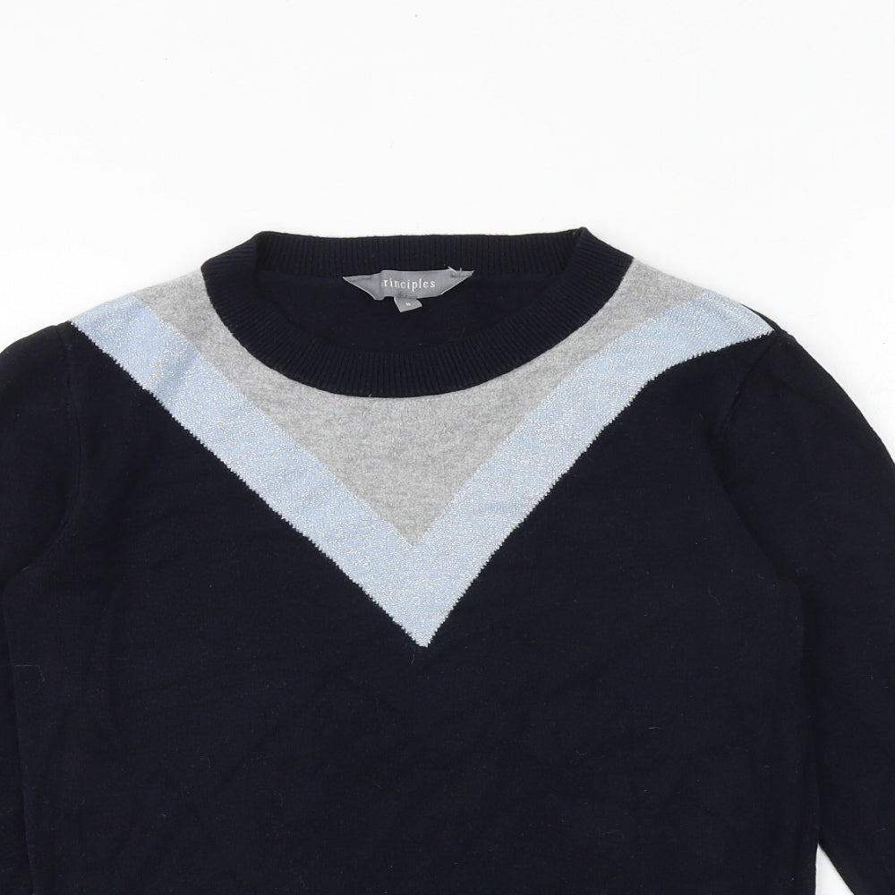 Principles Womens Black Round Neck Viscose Pullover Jumper Size 8