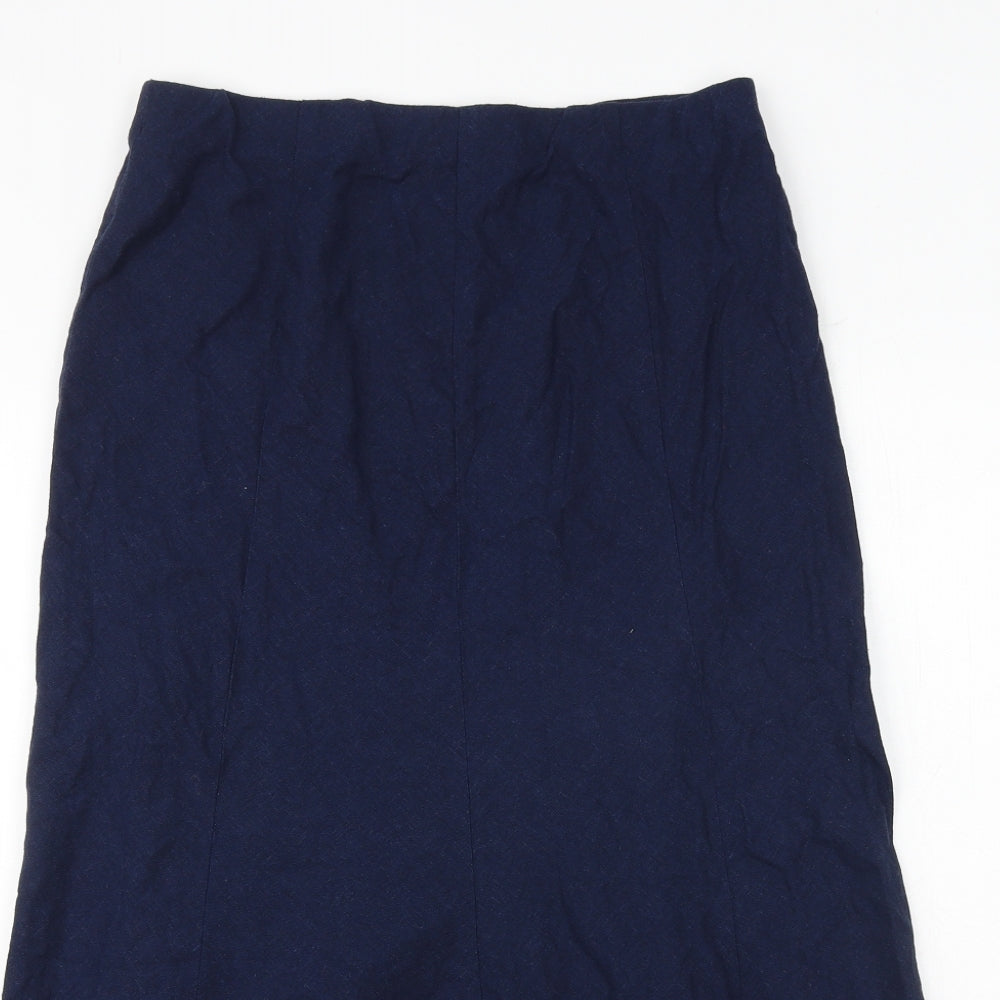 EWM Womens Blue Linen Swing Skirt Size 10