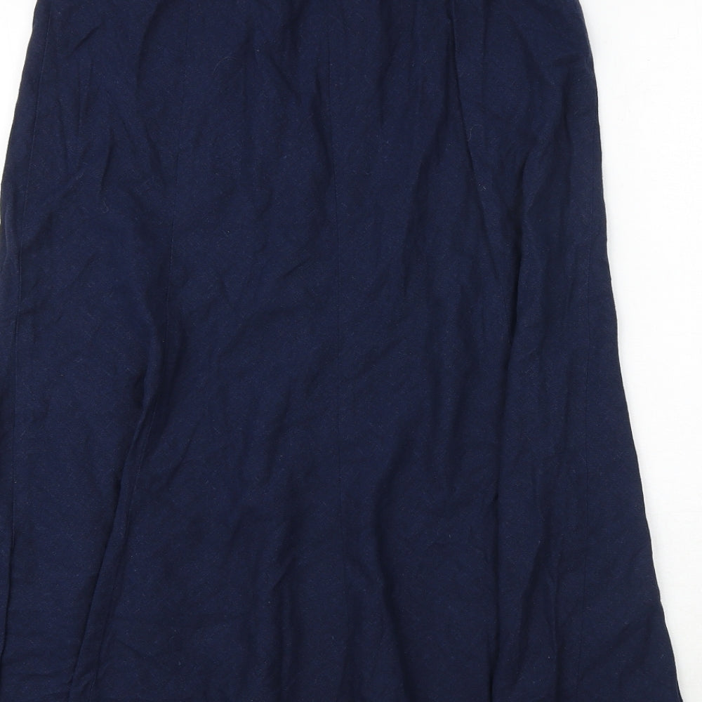 EWM Womens Blue Linen Swing Skirt Size 10