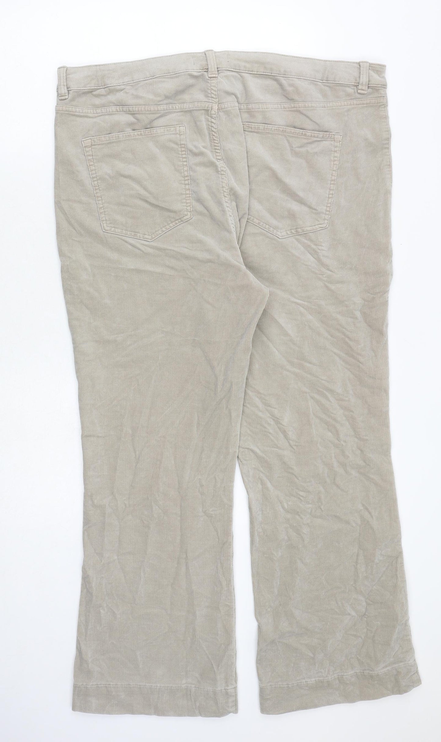 Marks and Spencer Womens Beige Cotton Trousers Size 22 Regular Zip