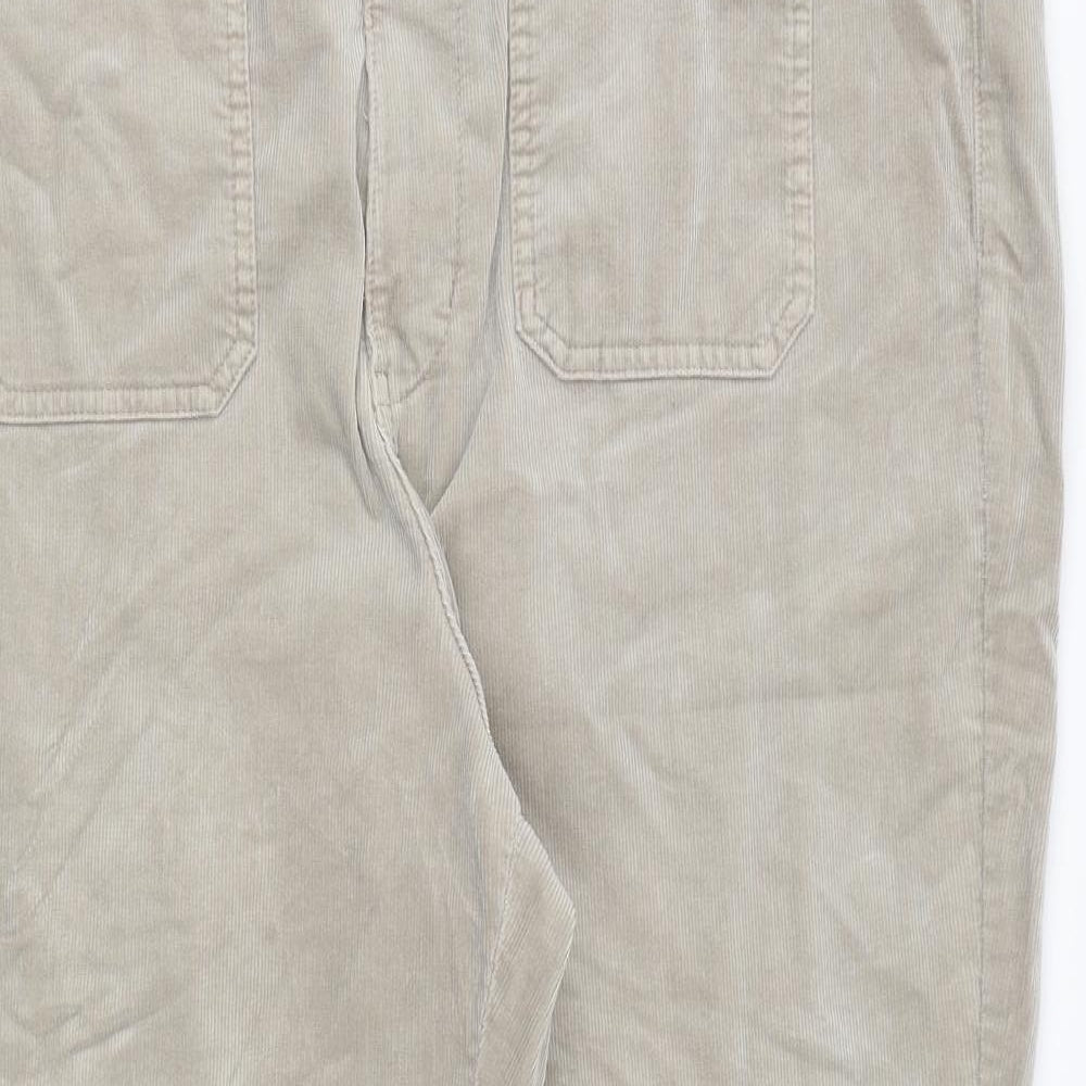 Marks and Spencer Womens Beige Cotton Trousers Size 22 Regular Zip