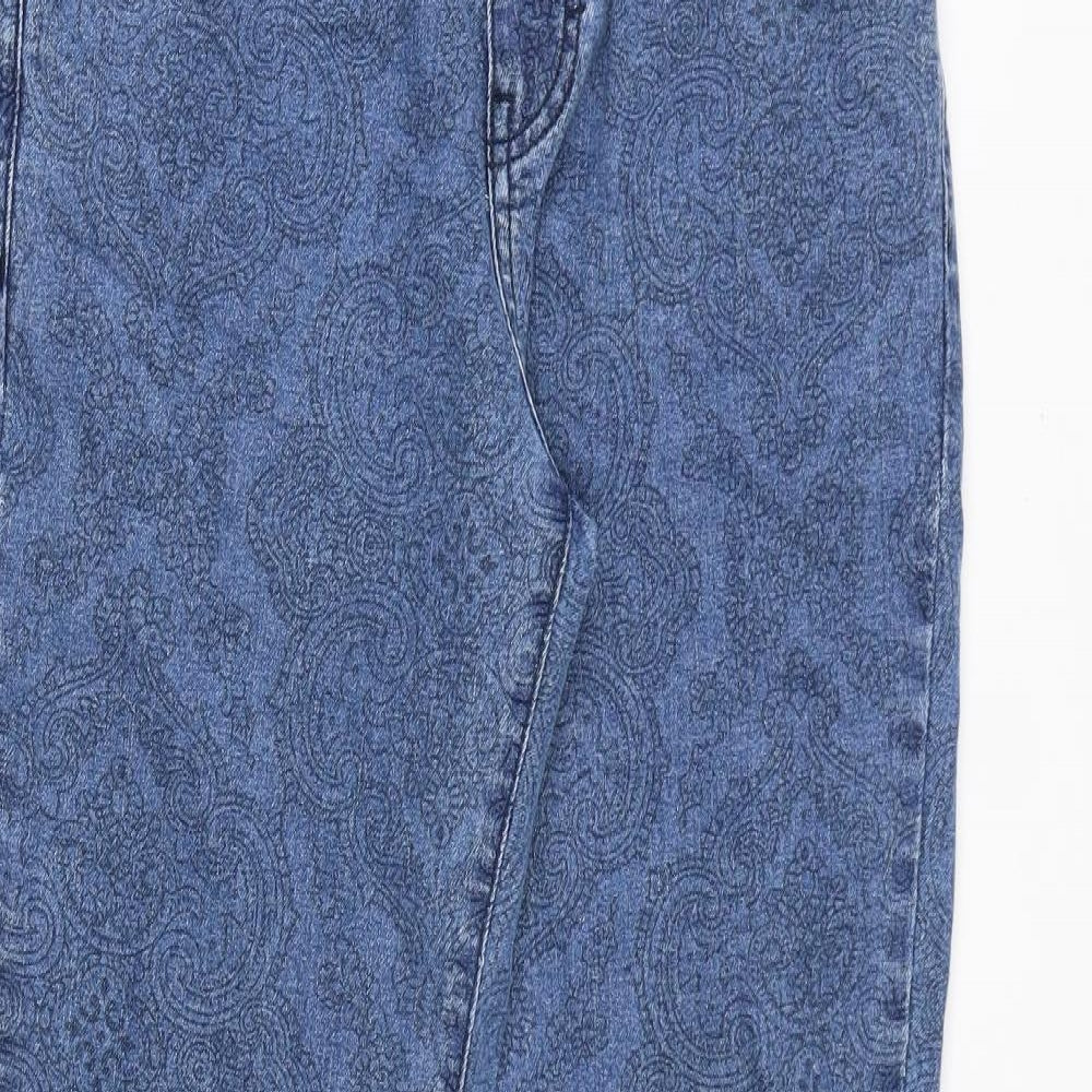 Madcap Womens Blue Geometric Cotton Flared Jeans Size 30 in Regular Zip