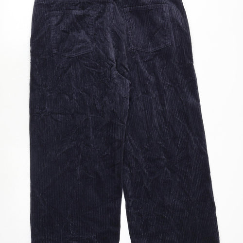 Marks and Spencer Womens Blue Cotton Trousers Size 18 Regular Zip