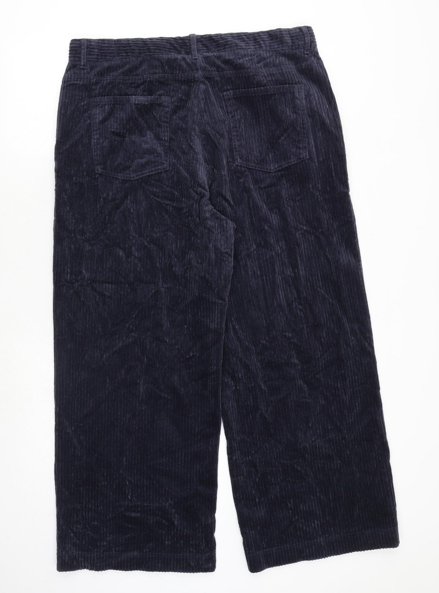 Marks and Spencer Womens Blue Cotton Trousers Size 18 Regular Zip