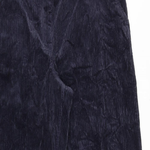 Marks and Spencer Womens Blue Cotton Trousers Size 18 Regular Zip