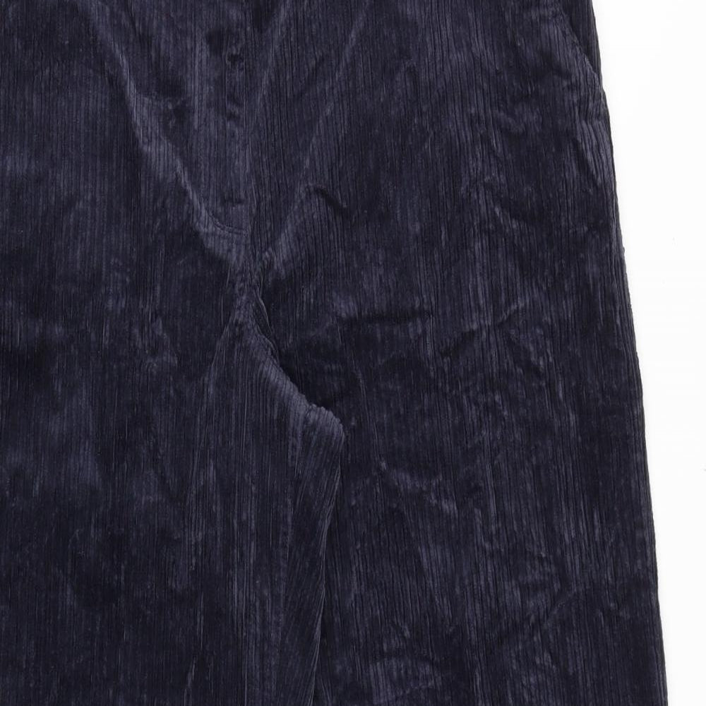 Marks and Spencer Womens Blue Cotton Trousers Size 18 Regular Zip