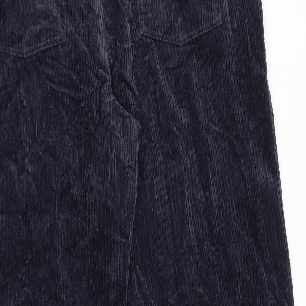 Marks and Spencer Womens Blue Cotton Trousers Size 18 Regular Zip