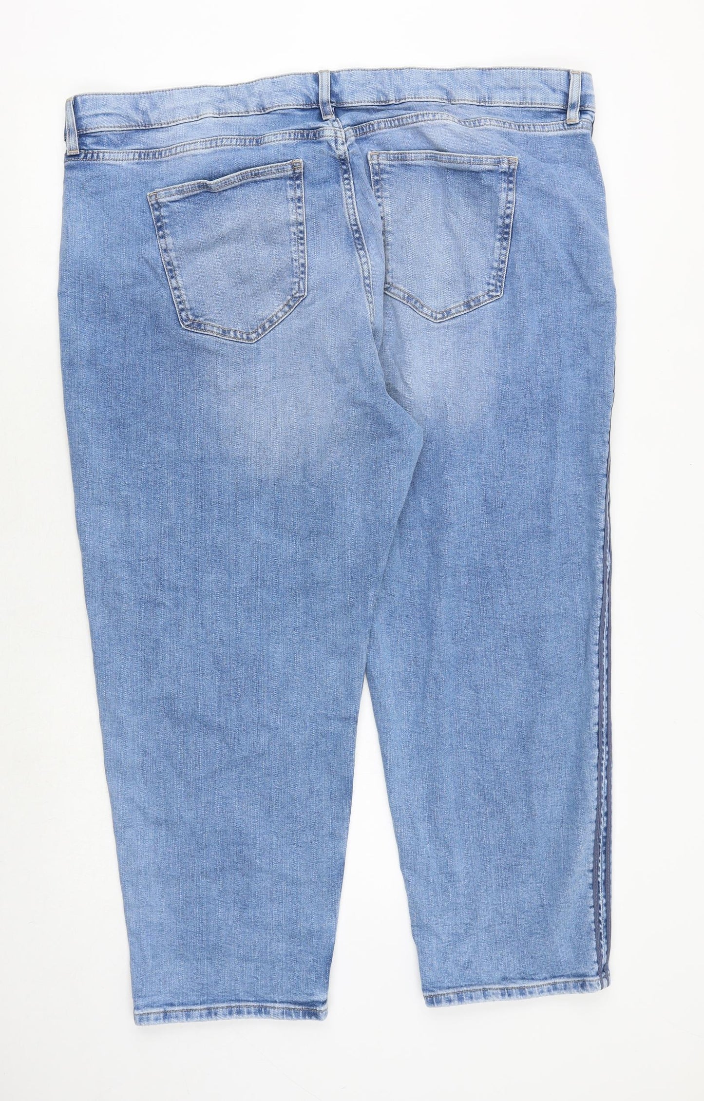 Marks and Spencer Womens Blue Cotton Boyfriend Jeans Size 24 Regular Zip