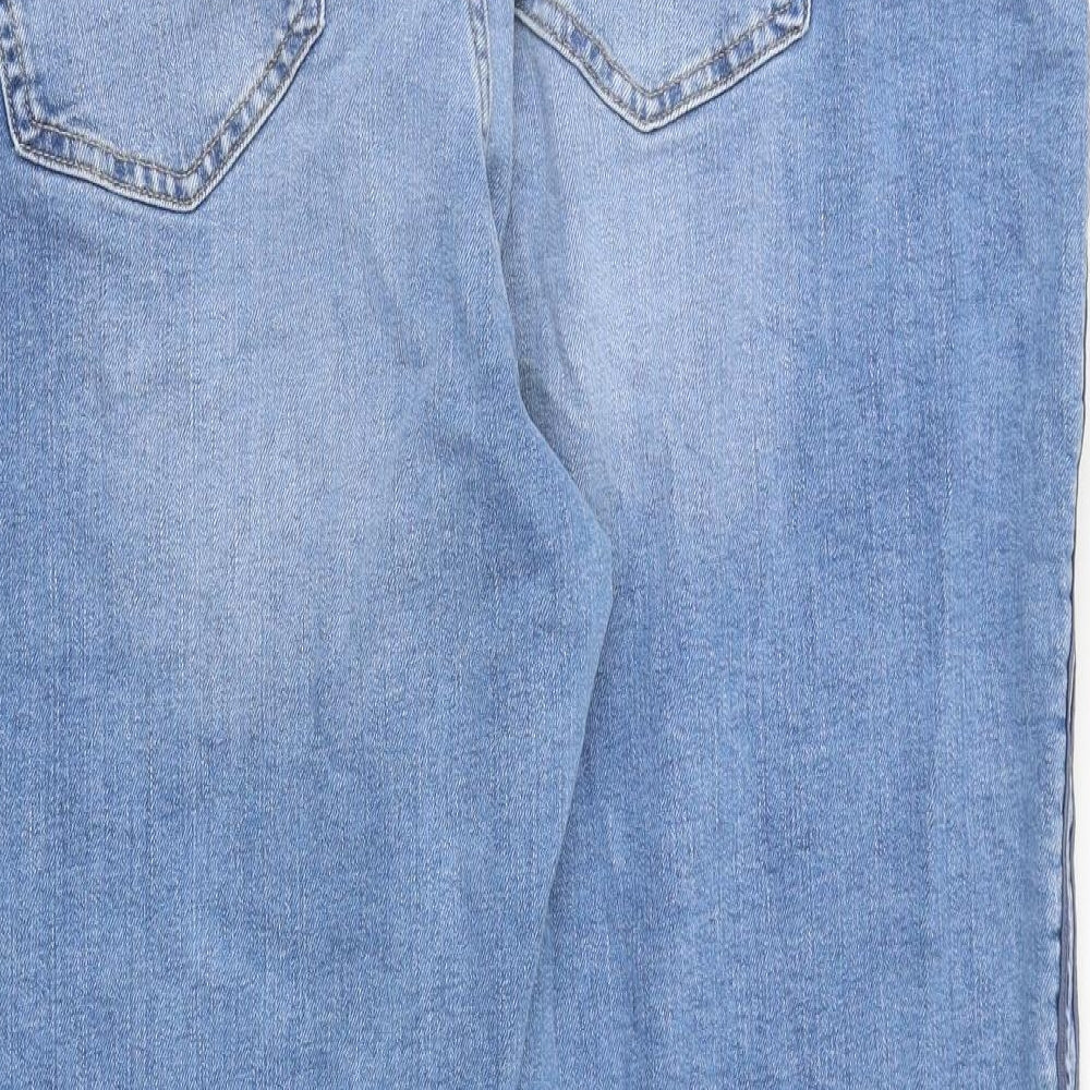 Marks and Spencer Womens Blue Cotton Boyfriend Jeans Size 24 Regular Zip