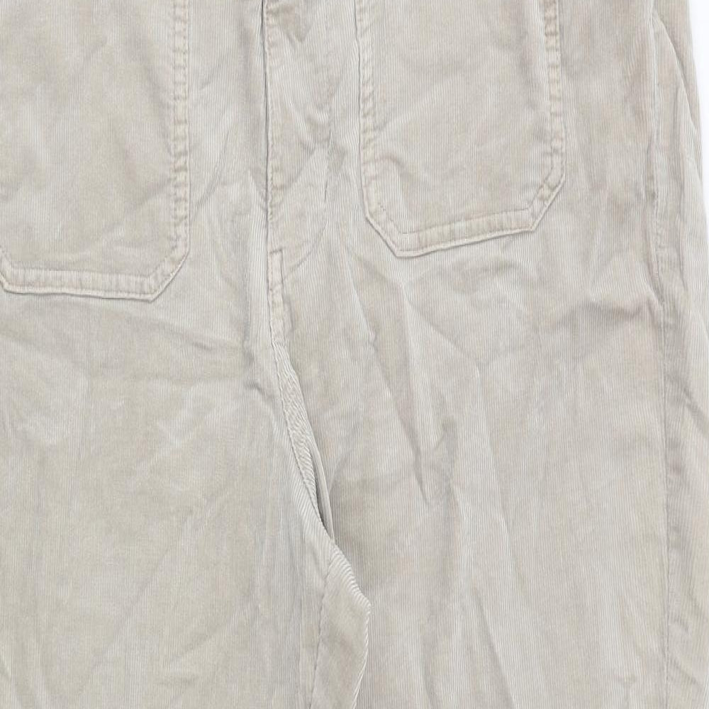 Marks and Spencer Womens Beige Cotton Trousers Size 18 Regular Zip