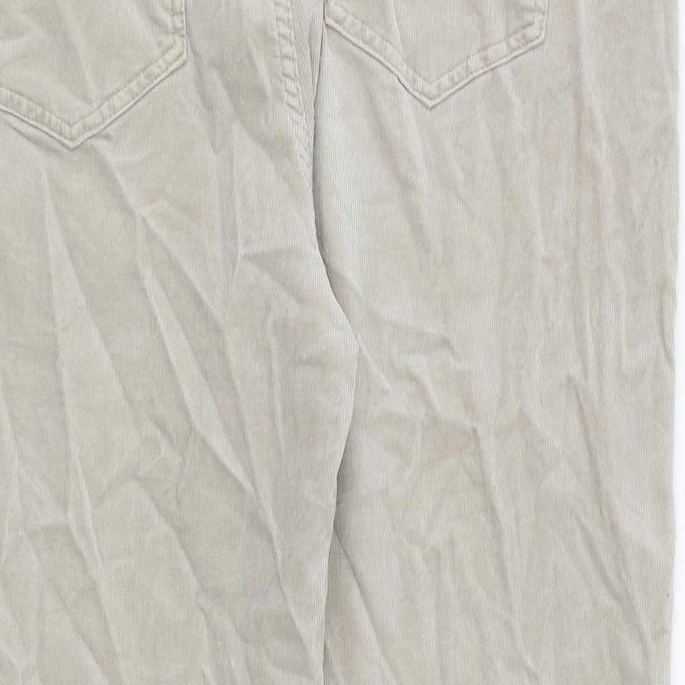 Marks and Spencer Womens Beige Cotton Trousers Size 18 Regular Zip