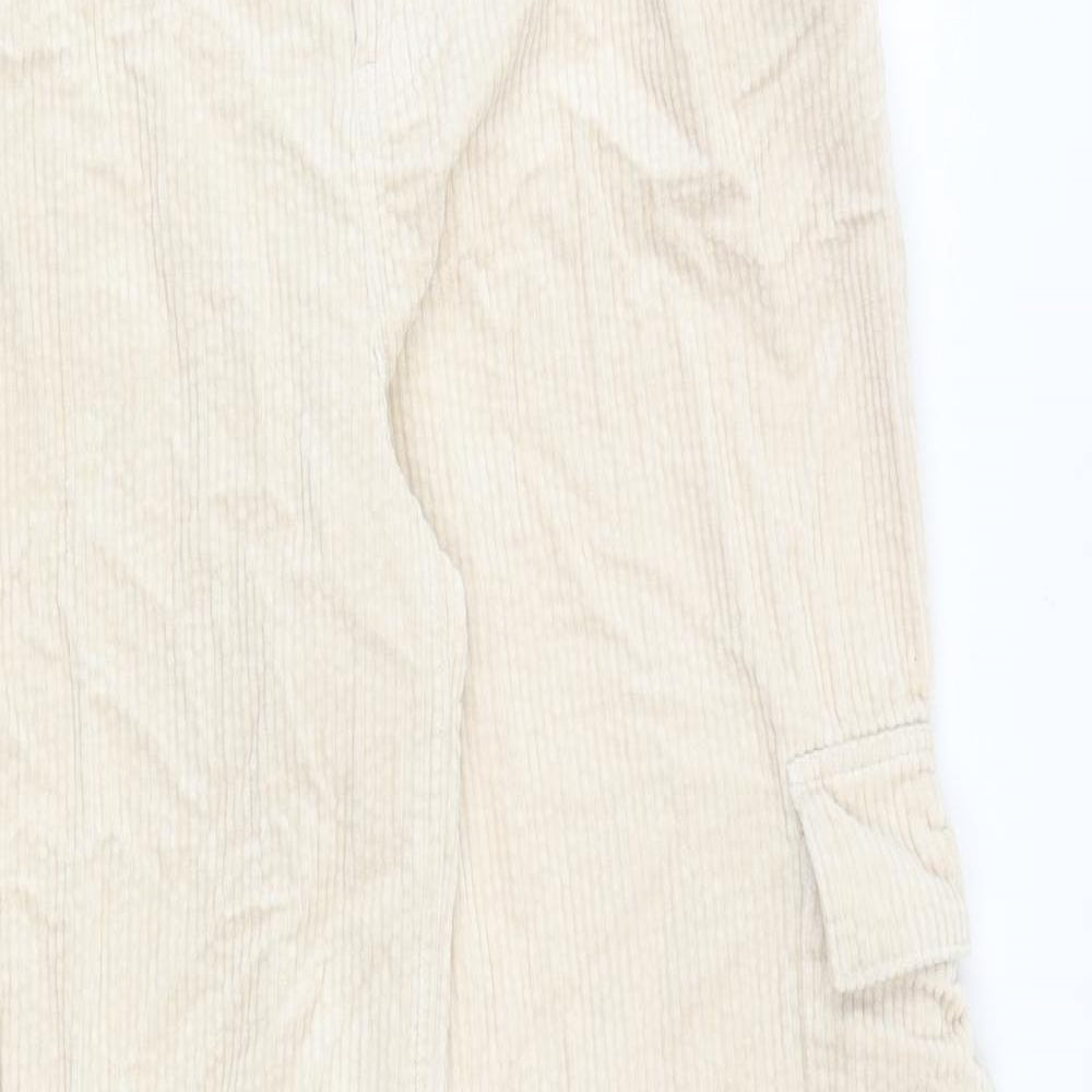Marks and Spencer Girls Ivory 100% Cotton Cargo Trousers Size 14-15 Years Regular Zip