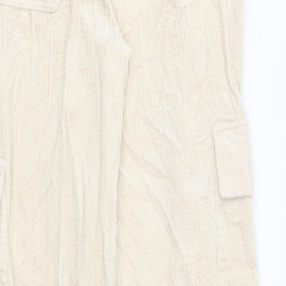 Marks and Spencer Girls Ivory 100% Cotton Cargo Trousers Size 14-15 Years Regular Zip