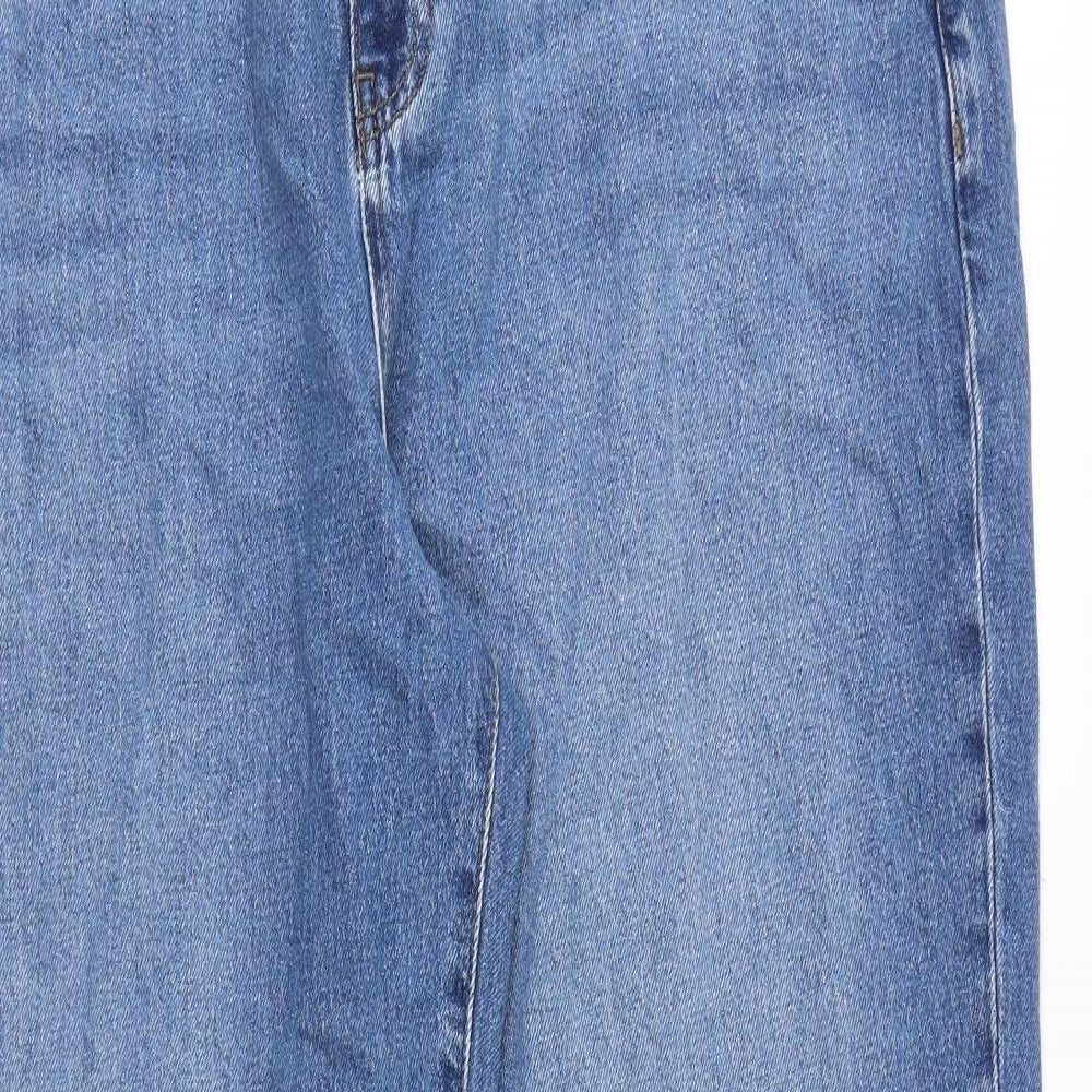 Marks and Spencer Womens Blue Cotton Wide-Leg Jeans Size 20 Regular Zip