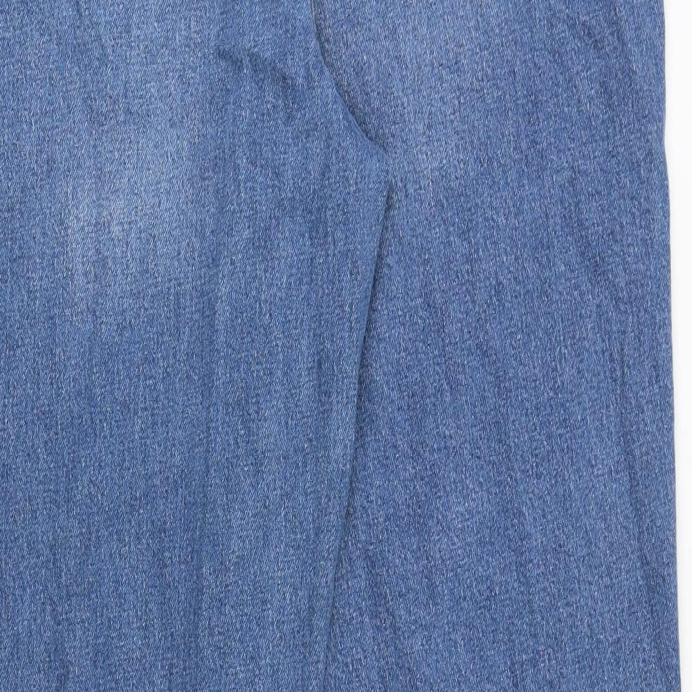 Marks and Spencer Womens Blue Cotton Wide-Leg Jeans Size 20 Regular Zip