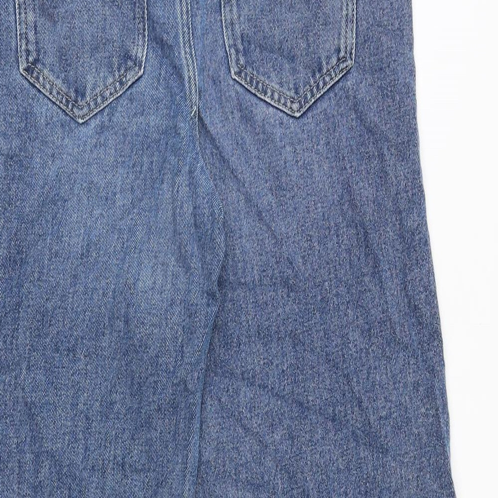 Marks and Spencer Womens Blue Cotton Wide-Leg Jeans Size 8 Regular Zip