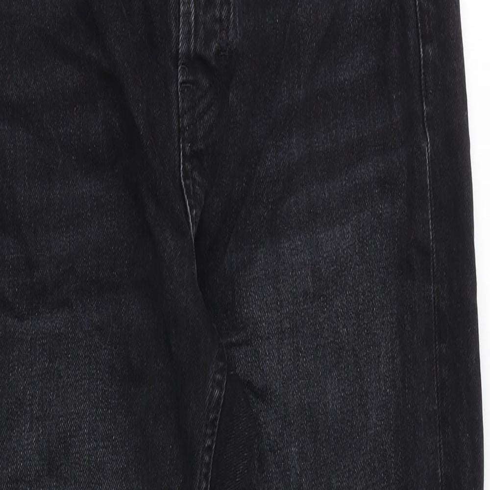 Topshop Womens Black Cotton Straight Jeans Size 28 in Regular Button