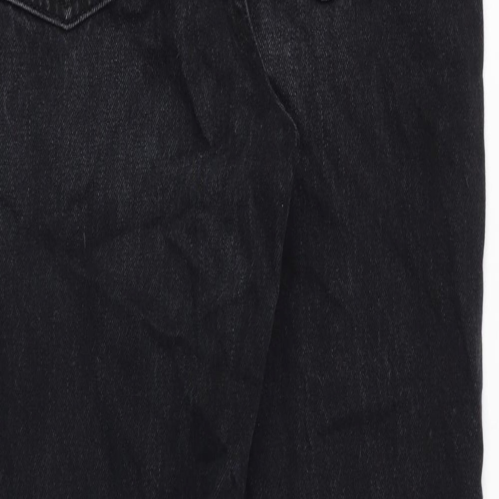 Topshop Womens Black Cotton Straight Jeans Size 28 in Regular Button