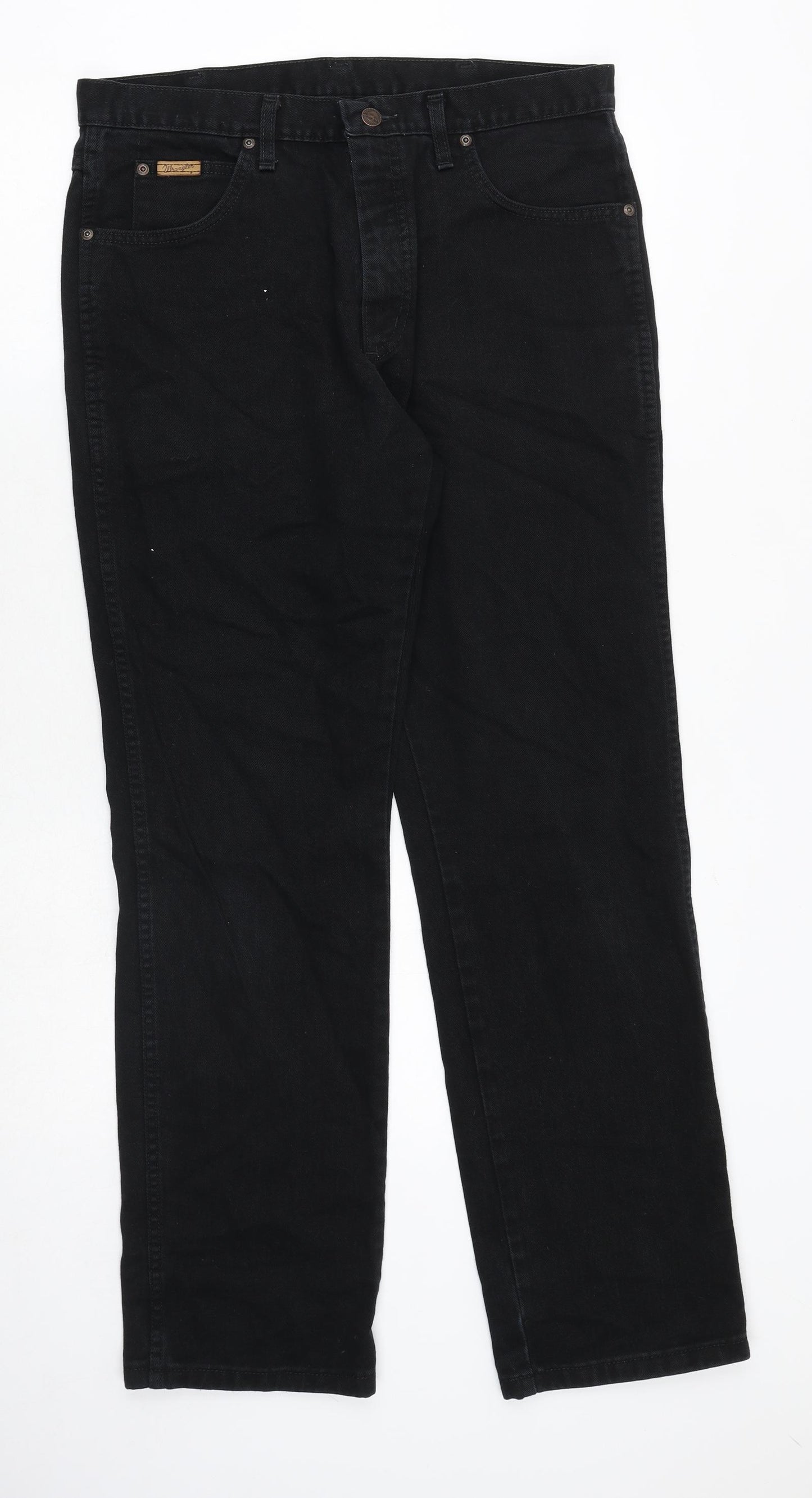 Wrangler Mens Black Cotton Straight Jeans Size 34 in Regular Zip
