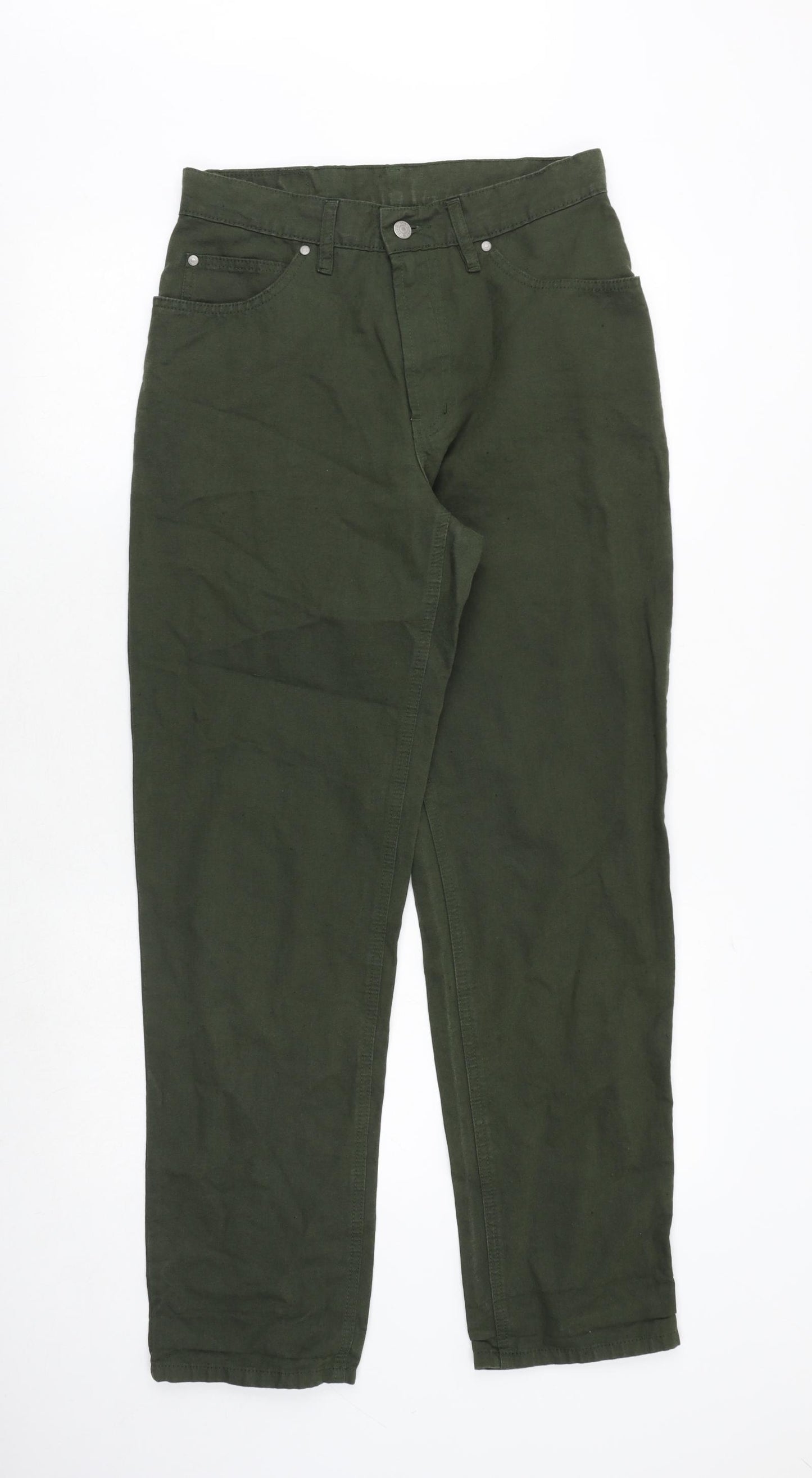 HIS Mens Green Cotton Straight Jeans Size 30 in Regular Zip
