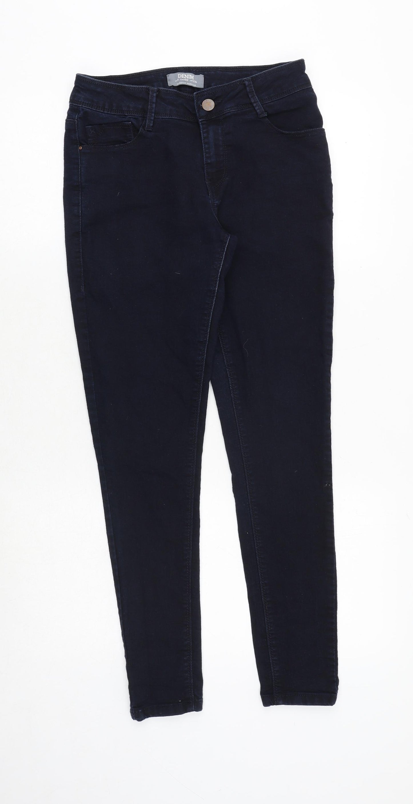 Dorothy Perkins Womens Blue Cotton Skinny Jeans Size 12 Regular Zip