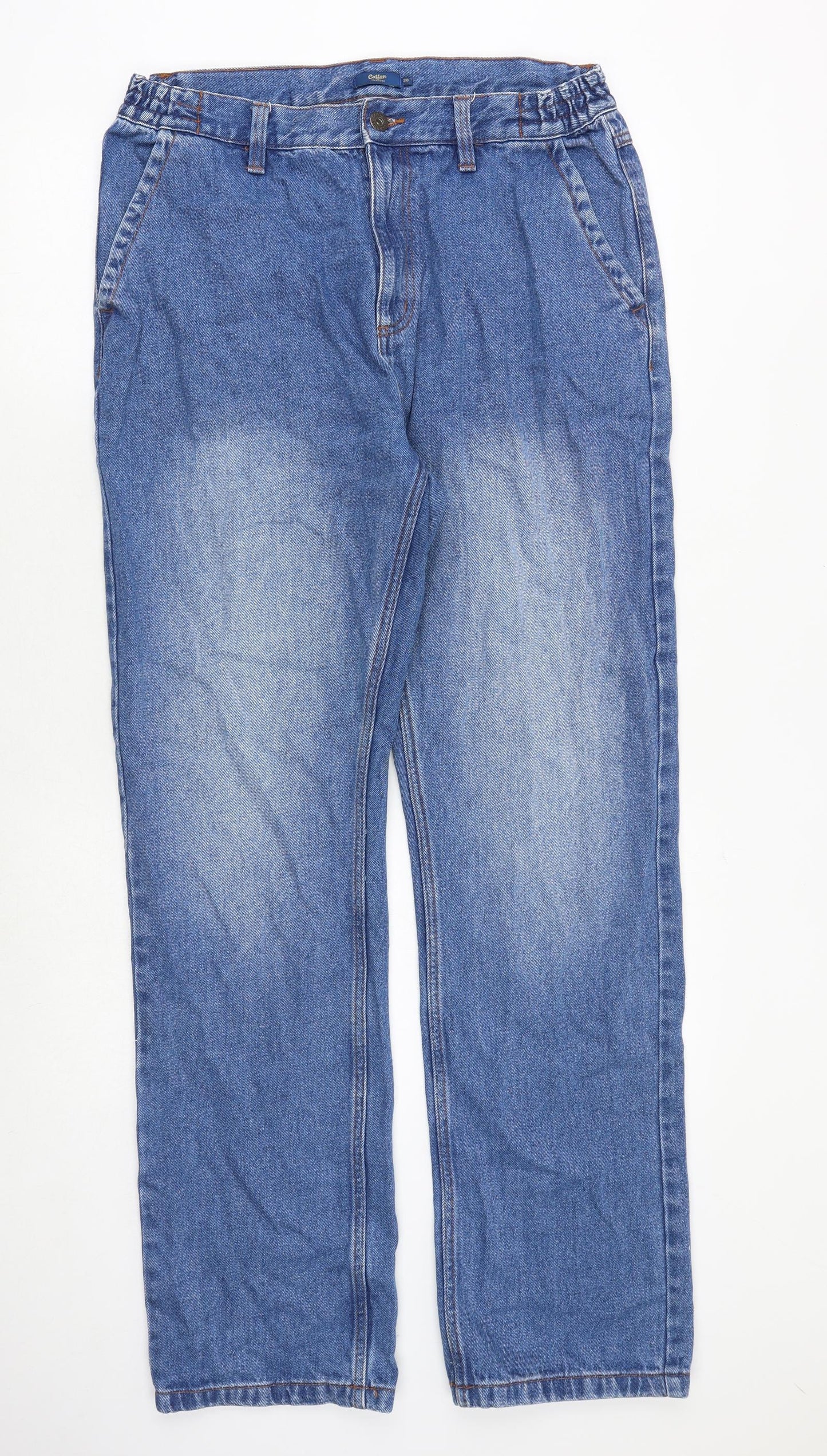 Cotton Traders Mens Blue Cotton Straight Jeans Size 36 in Regular Zip