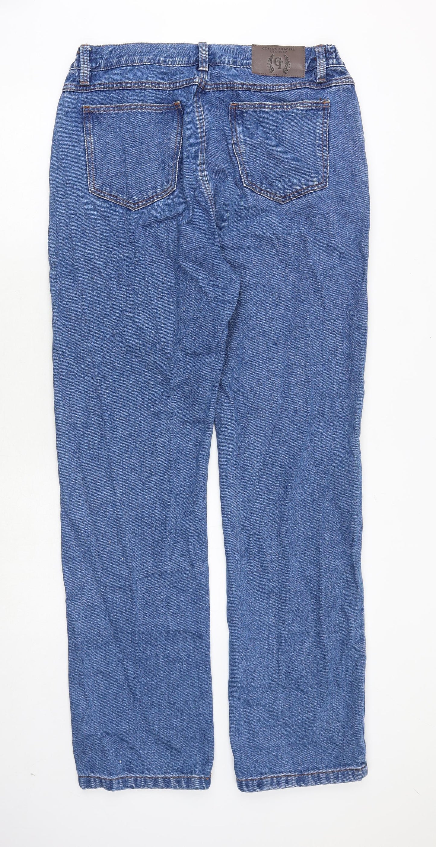 Cotton Traders Mens Blue Cotton Straight Jeans Size 36 in Regular Zip