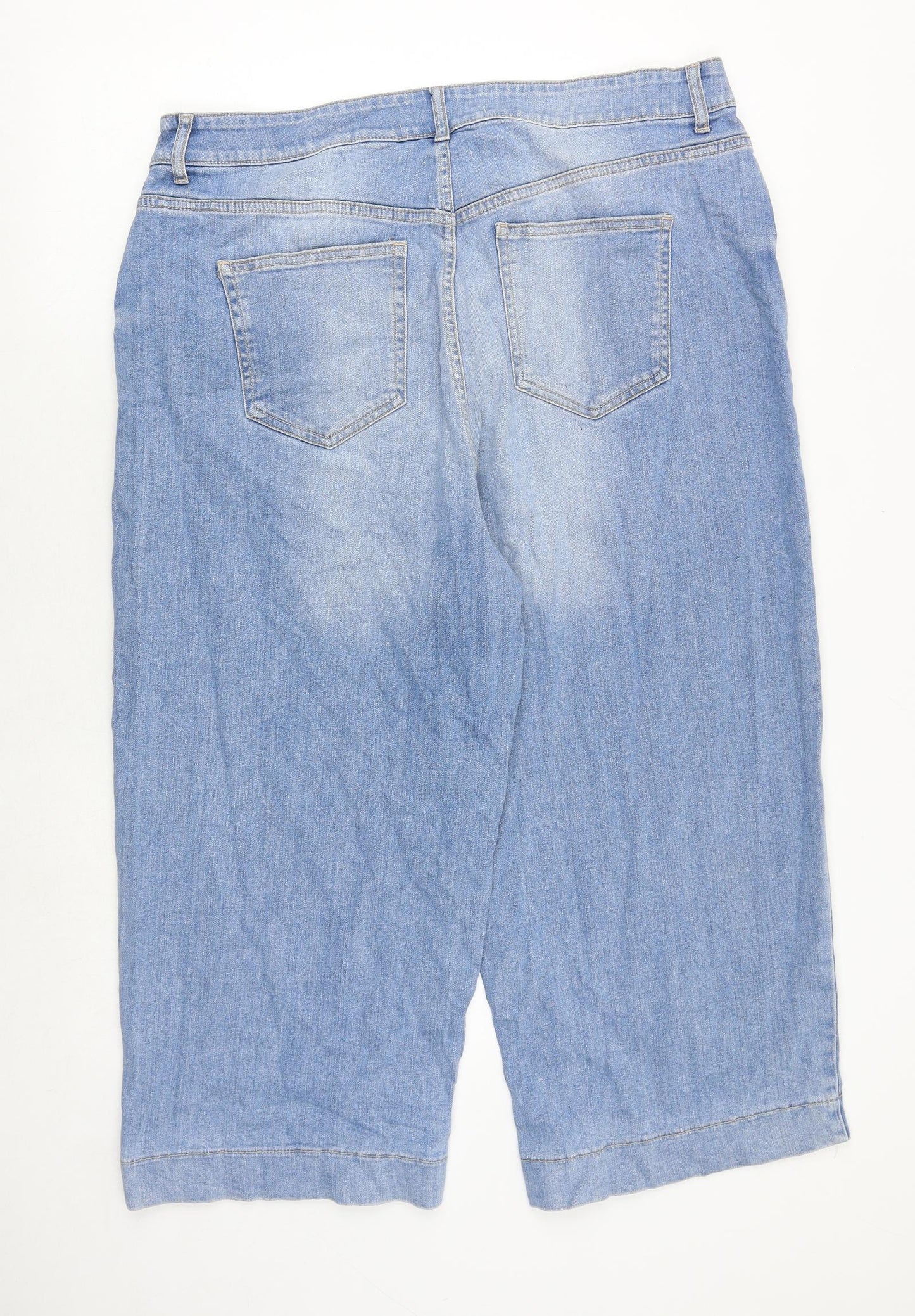 NEXT Womens Blue Cotton Wide-Leg Jeans Size 20 Regular Zip - Cropped
