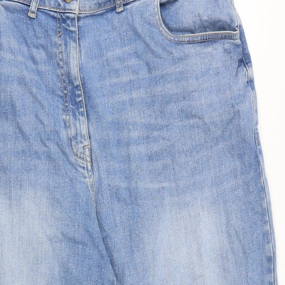 NEXT Womens Blue Cotton Wide-Leg Jeans Size 20 Regular Zip - Cropped
