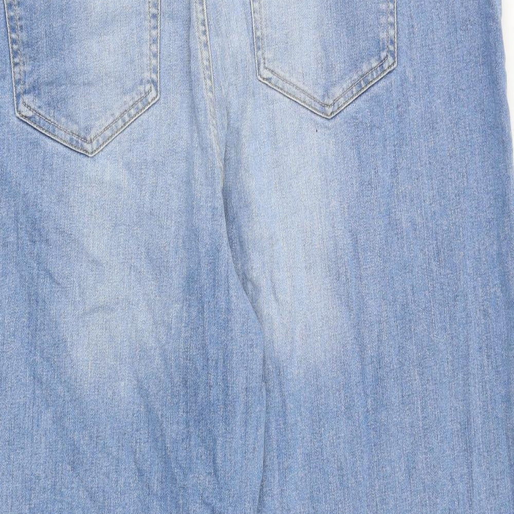 NEXT Womens Blue Cotton Wide-Leg Jeans Size 20 Regular Zip - Cropped