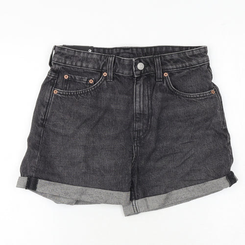 Weekday Womens Grey 100% Cotton Basic Shorts Size 8 Regular Zip