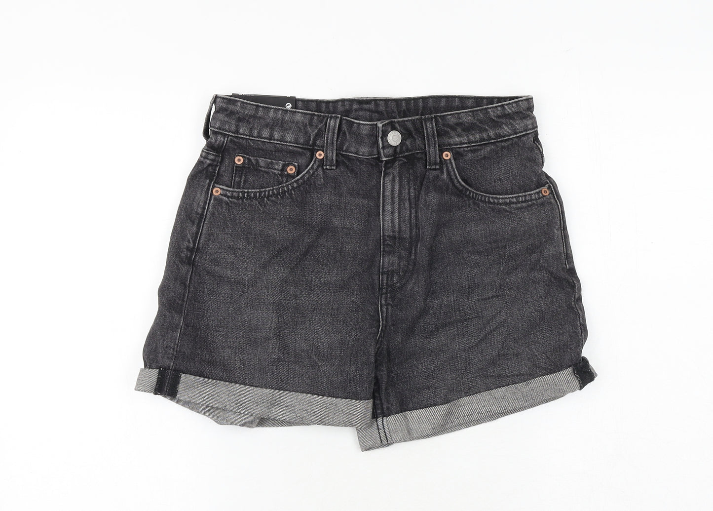 Weekday Womens Grey 100% Cotton Basic Shorts Size 8 Regular Zip