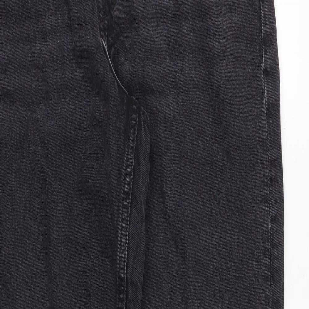 H&M Womens Black Cotton Straight Jeans Size 10 Regular Zip