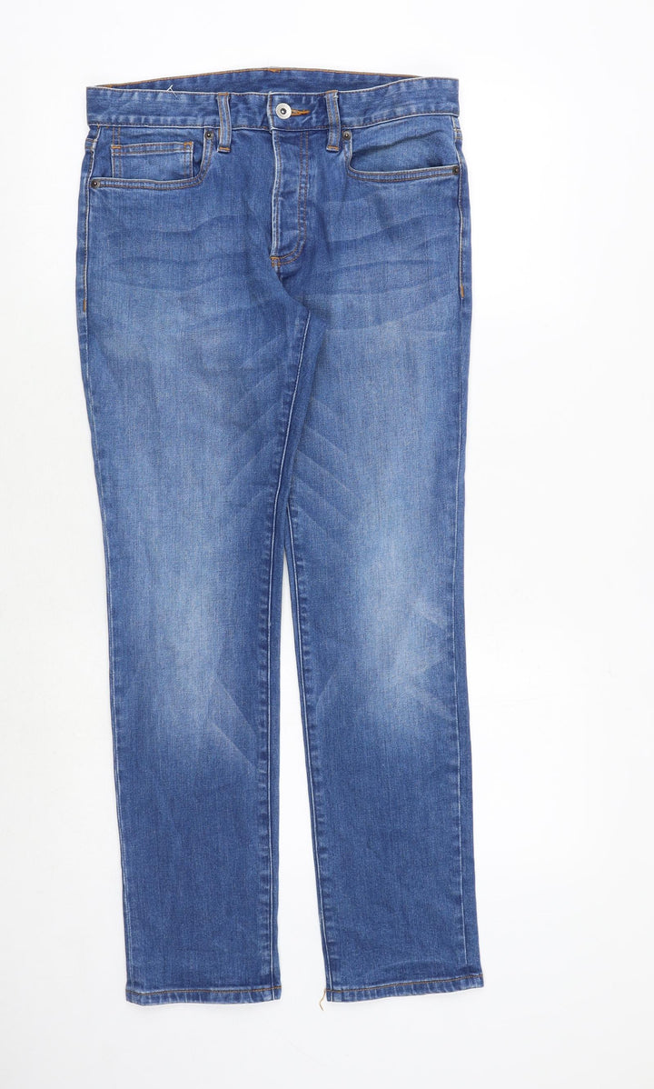 Topman Mens Blue Cotton Straight Jeans Size 30 in Regular Button - Short