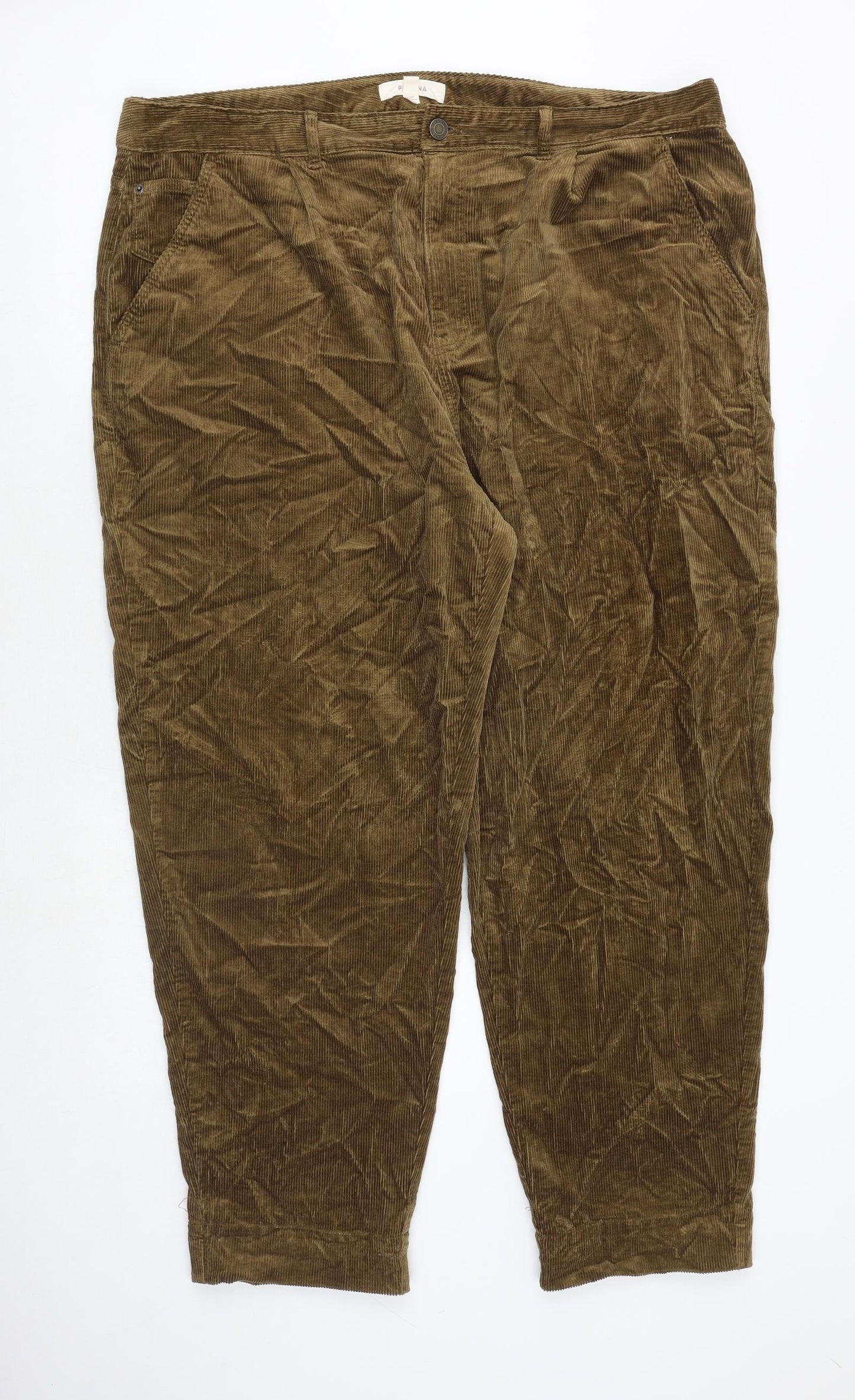 Marks and Spencer Womens Brown Cotton Trousers Size 20 Regular Zip