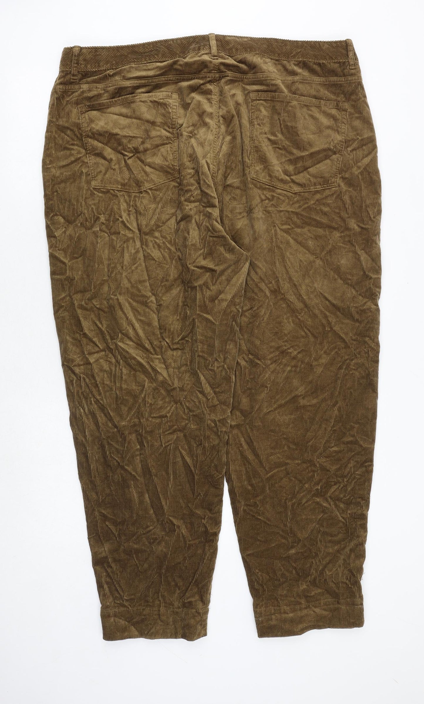 Marks and Spencer Womens Brown Cotton Trousers Size 20 Regular Zip