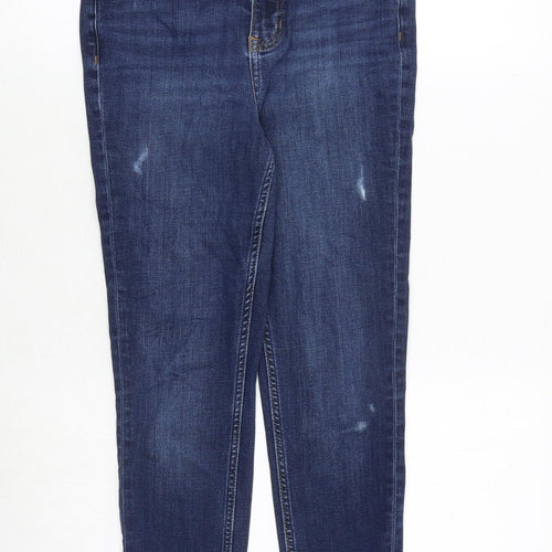 Marks and Spencer Womens Blue Cotton Skinny Jeans Size 10 Regular Zip