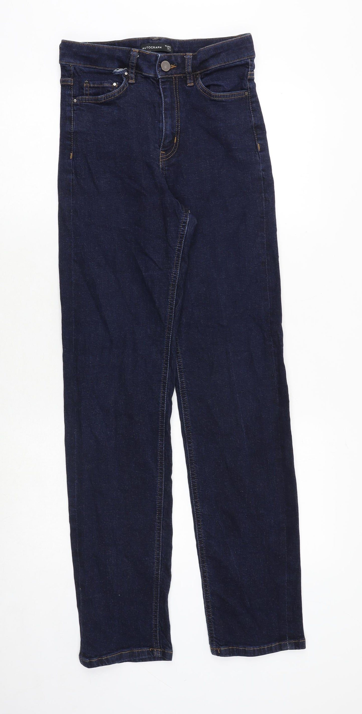 NEXT Womens Blue Cotton Straight Jeans Size 10 Regular Zip