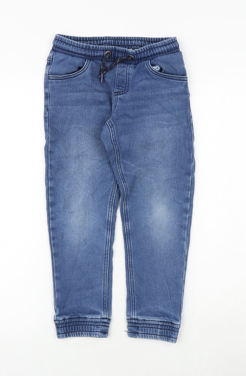 PEPPERTS Boys Blue Cotton Tapered Jeans Size 8-9 Years Regular Drawstring