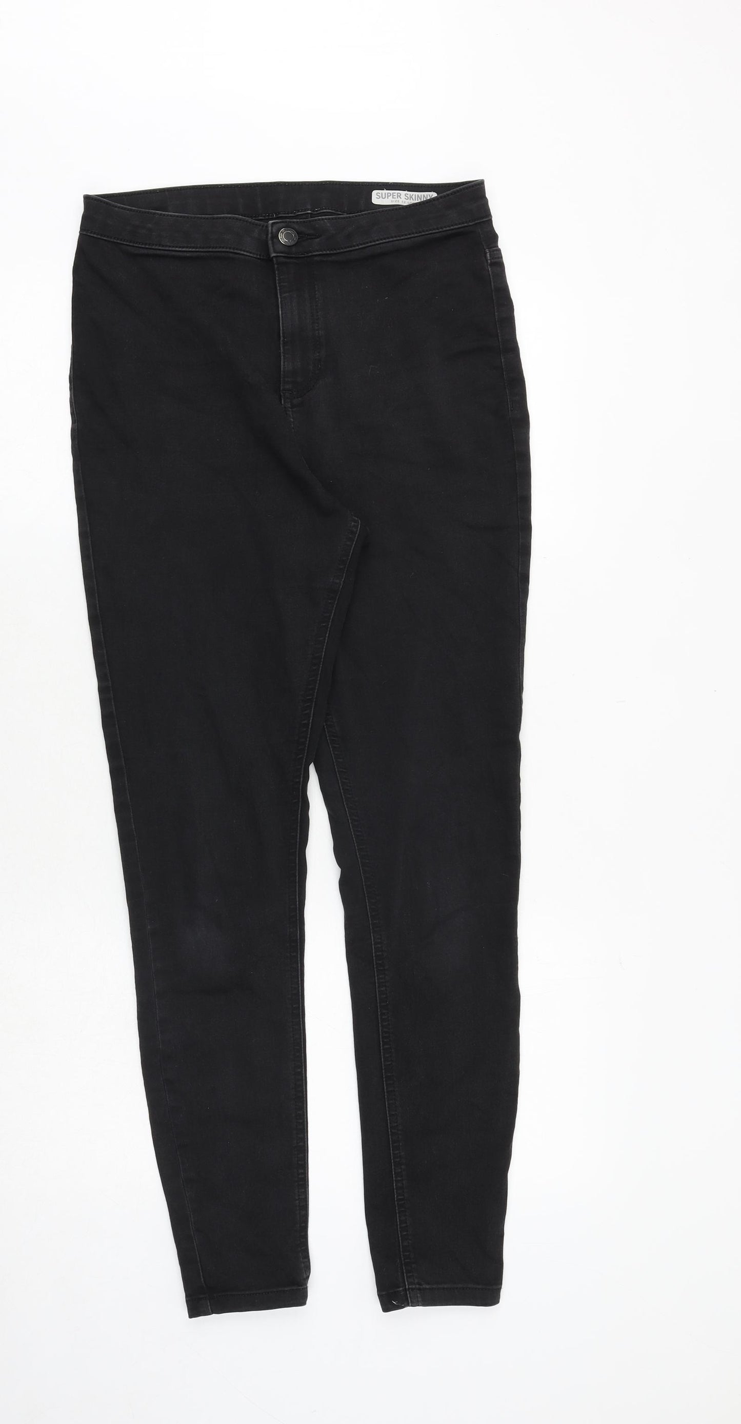 Marks and Spencer Womens Black Polyester Skinny Jeans Size 12 Regular Zip