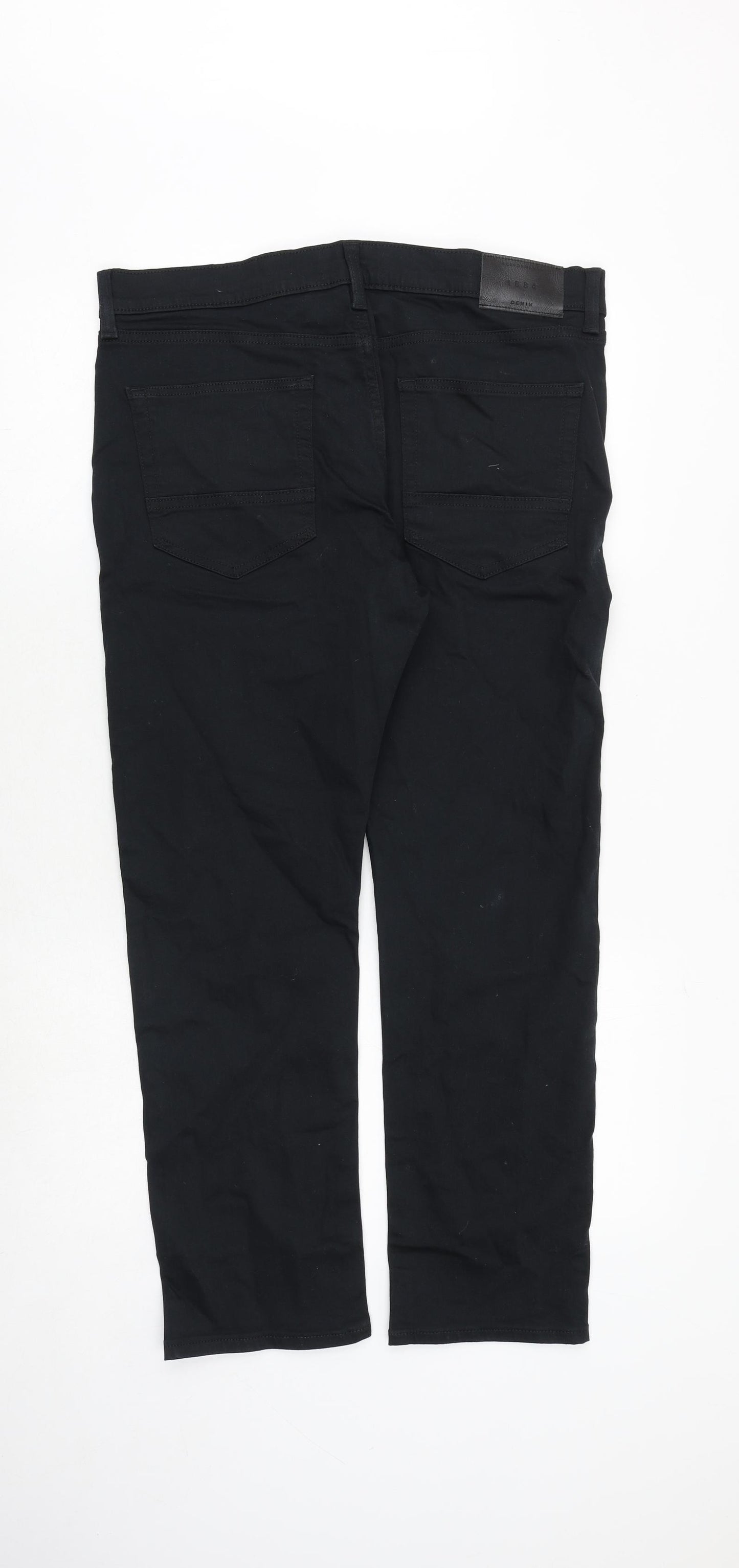 Marks and Spencer Mens Black Cotton Straight Jeans Size 36 in Regular Zip