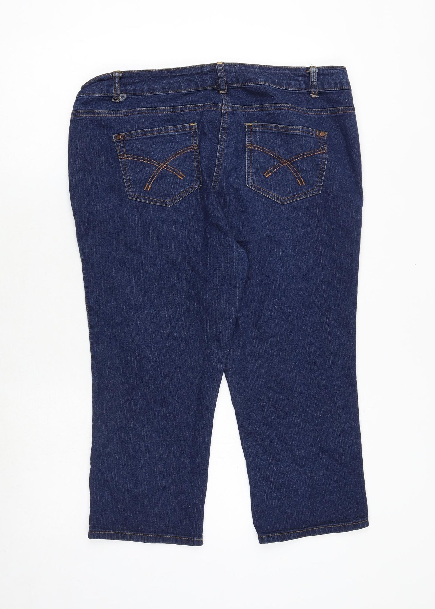 Debenhams Womens Blue Cotton Cropped Jeans Size 16 Regular Zip