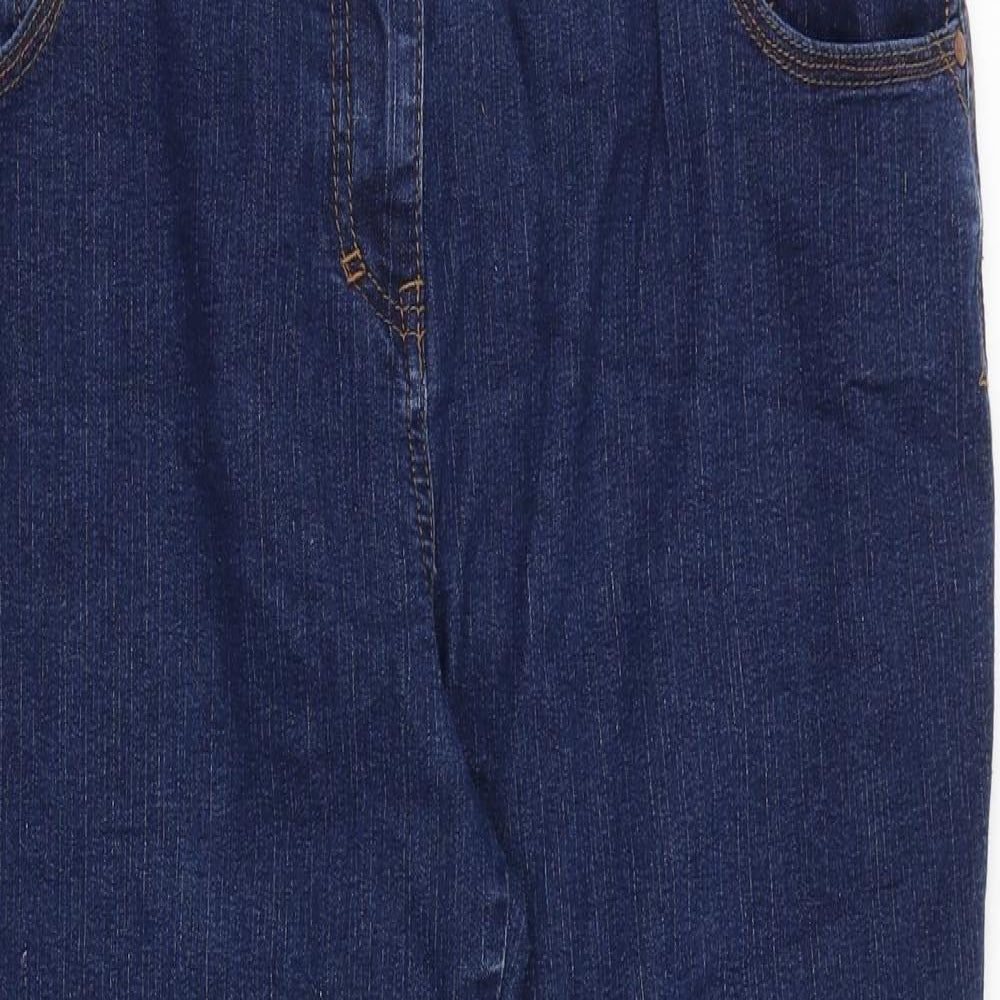 Debenhams Womens Blue Cotton Cropped Jeans Size 16 Regular Zip