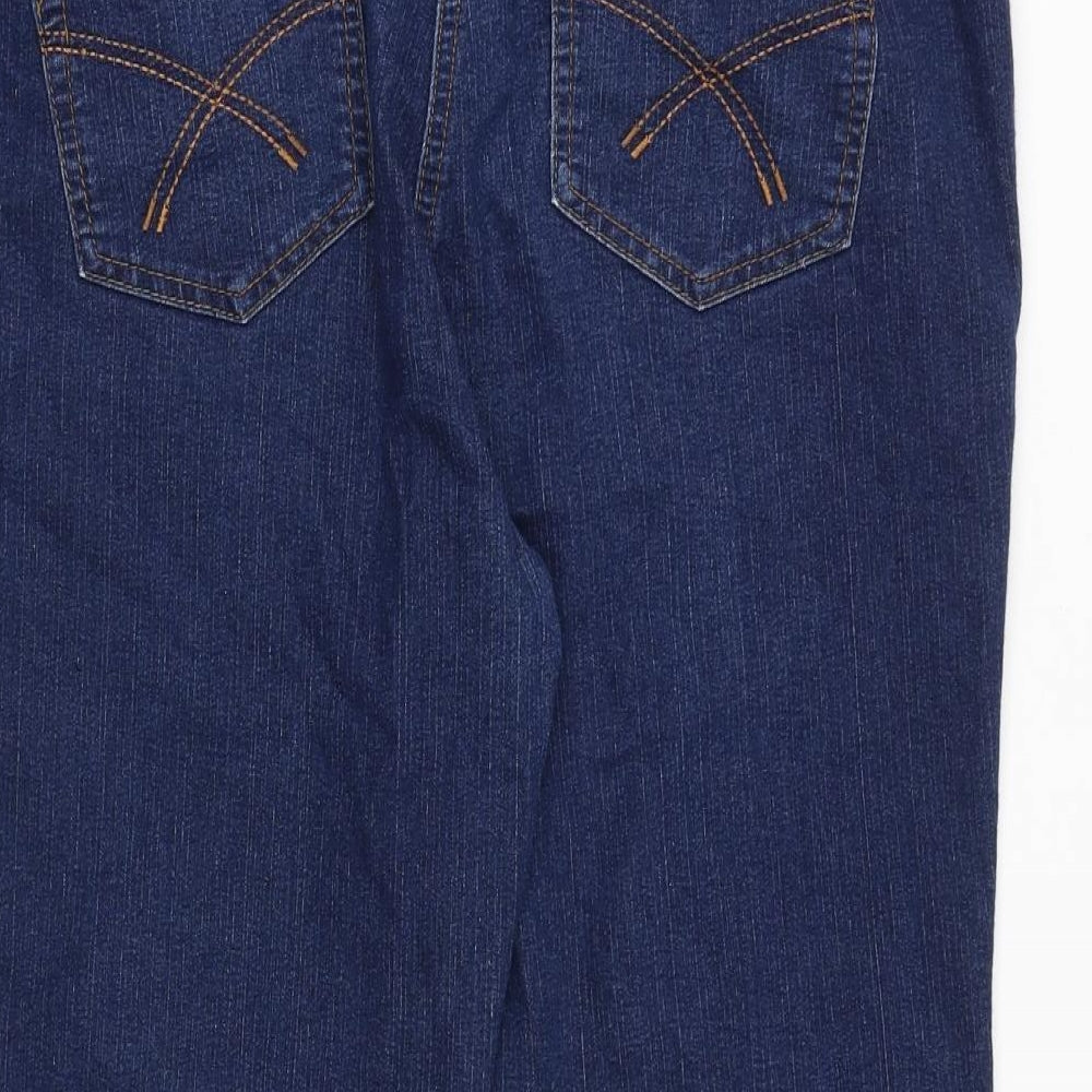 Debenhams Womens Blue Cotton Cropped Jeans Size 16 Regular Zip