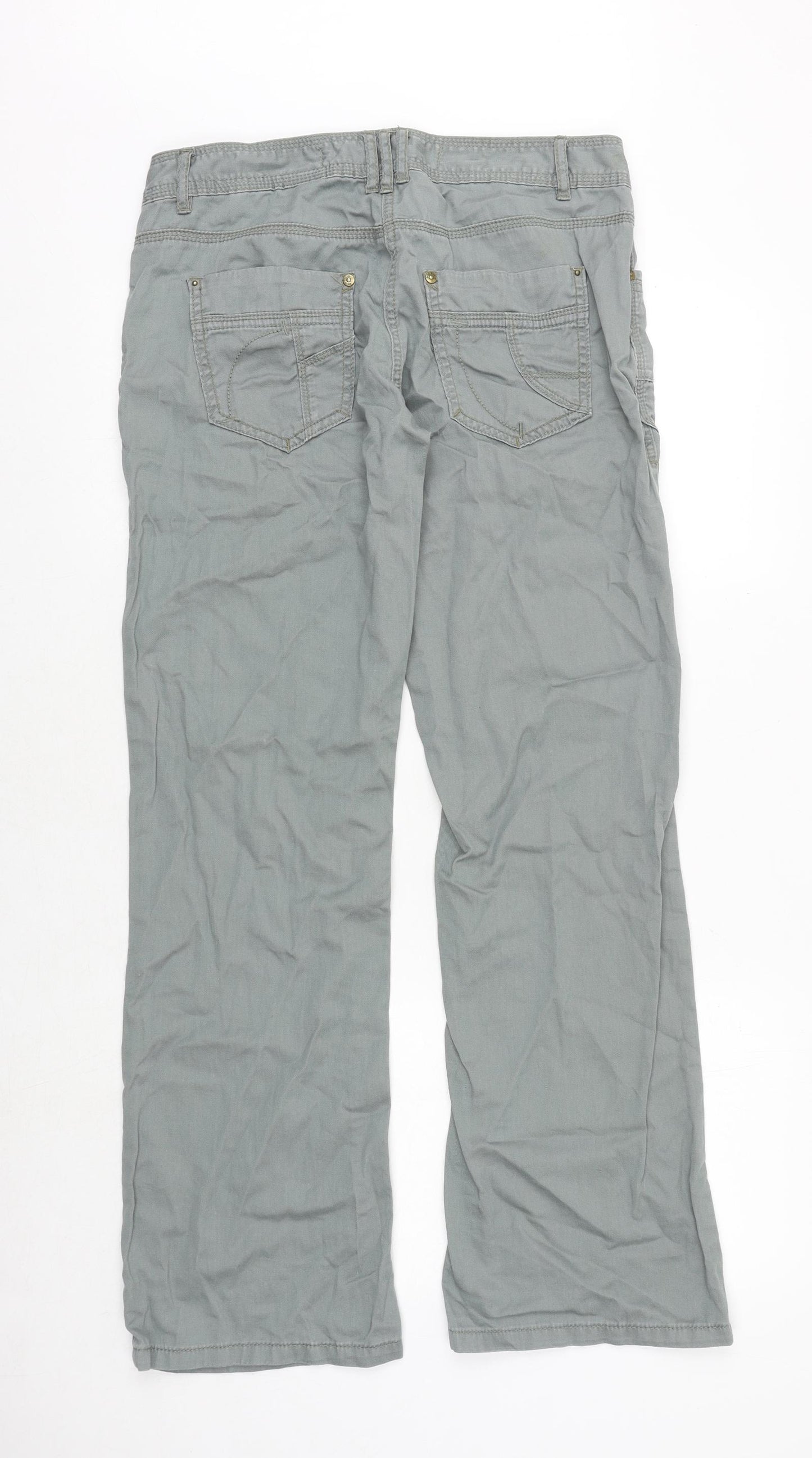 NEXT Womens Grey Cotton Boyfriend Jeans Size 12 Regular Zip