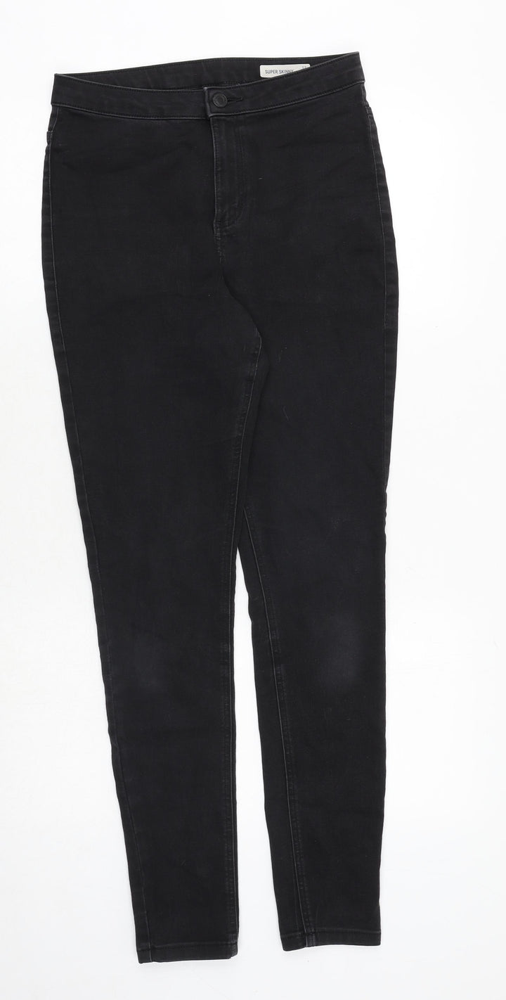 Marks and Spencer Womens Black Cotton Skinny Jeans Size 12 Regular Zip